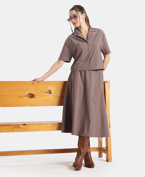 Microfiber Fabric Skirt with Side Pockets - Plum Truffle