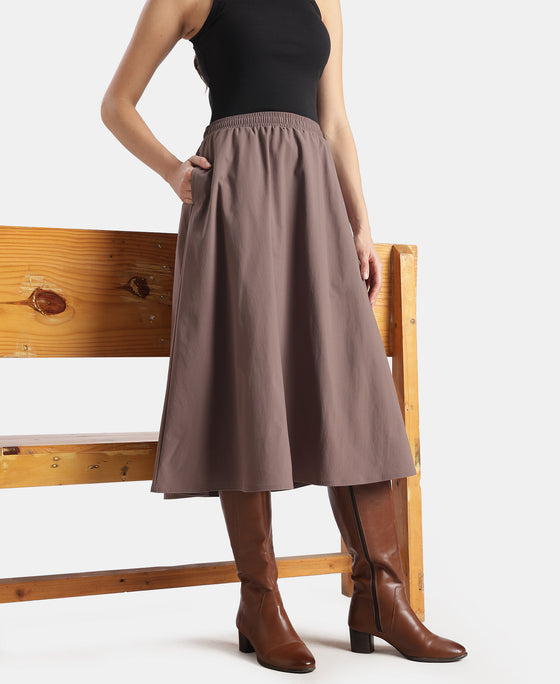 Microfiber Fabric Skirt with Side Pockets - Plum Truffle