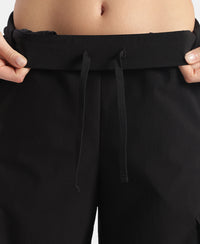 Microfiber Fabric Oversized Cargo Utility Pants with Inner Drawstrings - Black