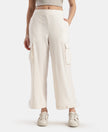 Microfiber Fabric Oversized Cargo Utility Pants with Inner Drawstrings - Egret