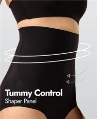 High Waist Microfiber Elastane Stretch Bonded Seamfree Bikini Shapewear - Black