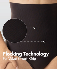 High Waist Microfiber Elastane Stretch Bonded Seamfree Bikini Shapewear - Black