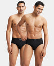 Super Combed Cotton Rib Solid Brief with StayFresh Treatment - Black (Pack of 2)-1