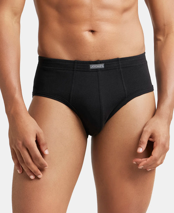 Super Combed Cotton Rib Solid Brief with StayFresh Treatment - Black (Pack of 2)-2