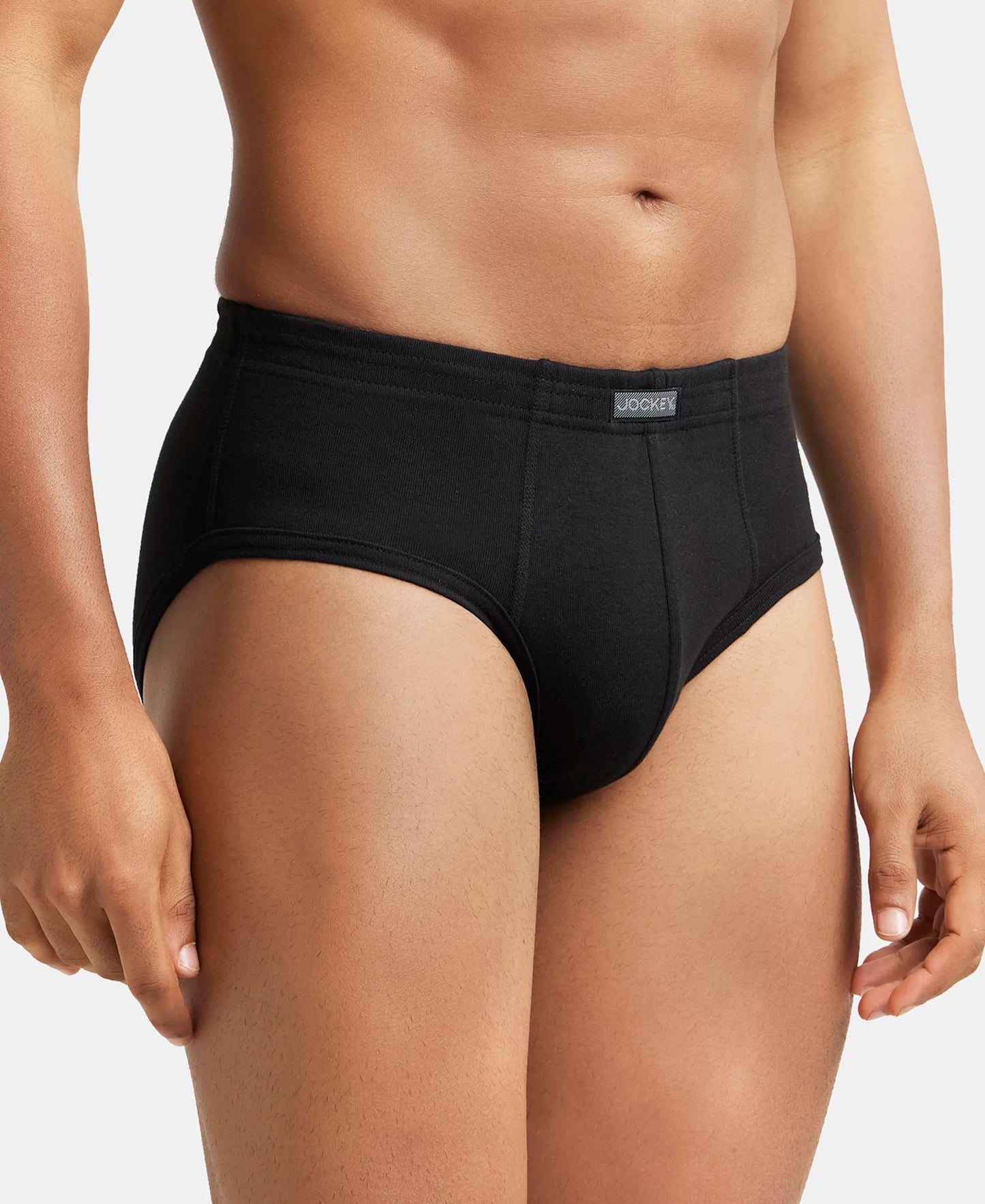 Super Combed Cotton Rib Solid Brief with StayFresh Treatment - Black (Pack of 2)-3