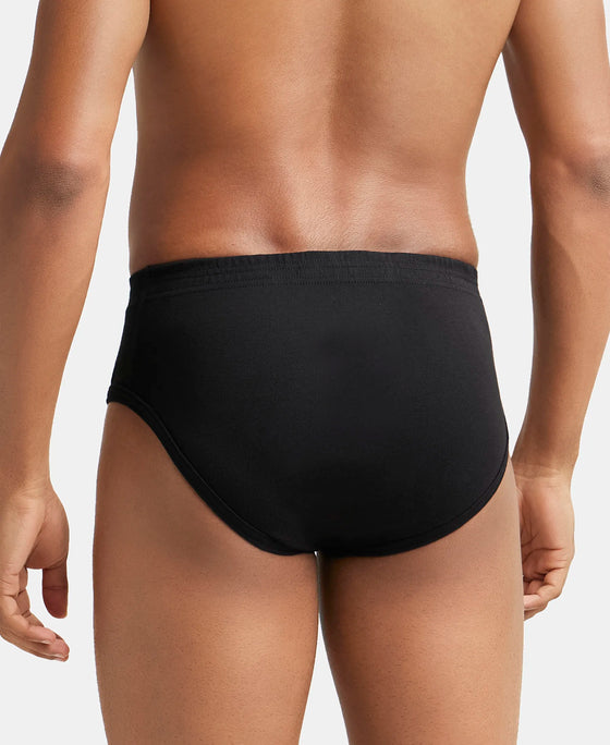 Super Combed Cotton Rib Solid Brief with StayFresh Treatment - Black (Pack of 2)-4