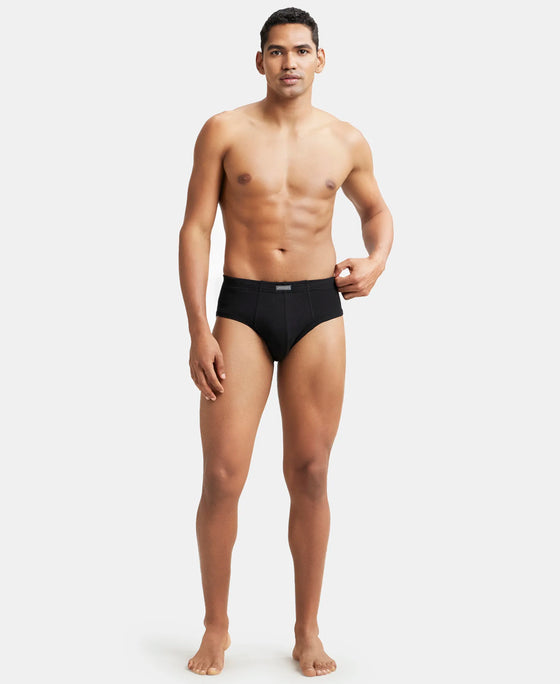 Super Combed Cotton Rib Solid Brief with StayFresh Treatment - Black (Pack of 2)-5