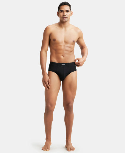 Super Combed Cotton Rib Solid Brief with StayFresh Treatment - Black (Pack of 2)-5