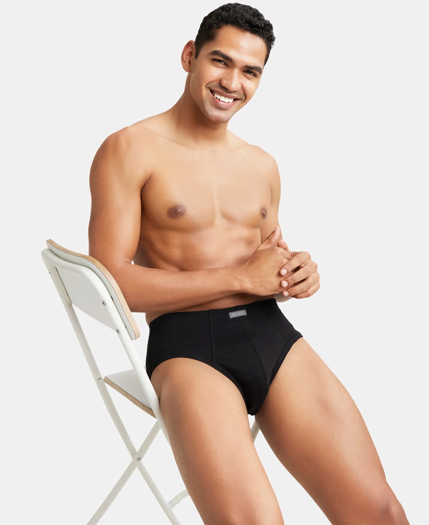 Super Combed Cotton Rib Solid Brief with StayFresh Treatment - Black (Pack of 2)-6