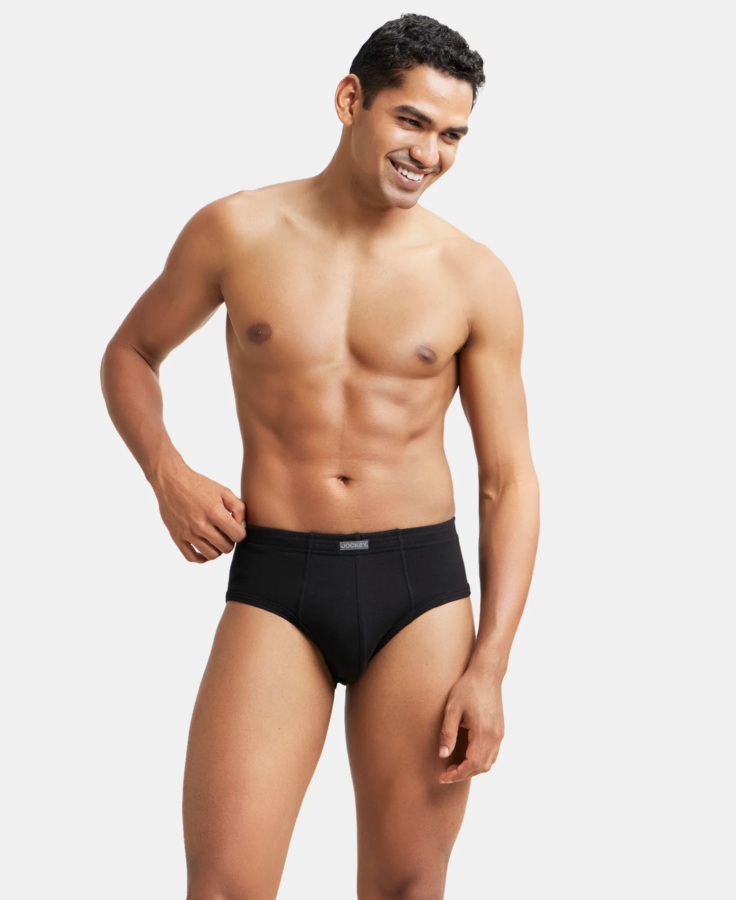Super Combed Cotton Rib Solid Brief with StayFresh Treatment - Black (Pack of 2)-7