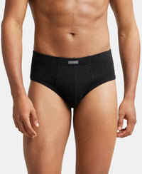 Super Combed Cotton Rib Solid Brief with StayFresh Treatment - Black-1