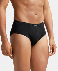 Super Combed Cotton Rib Solid Brief with StayFresh Treatment - Black-2