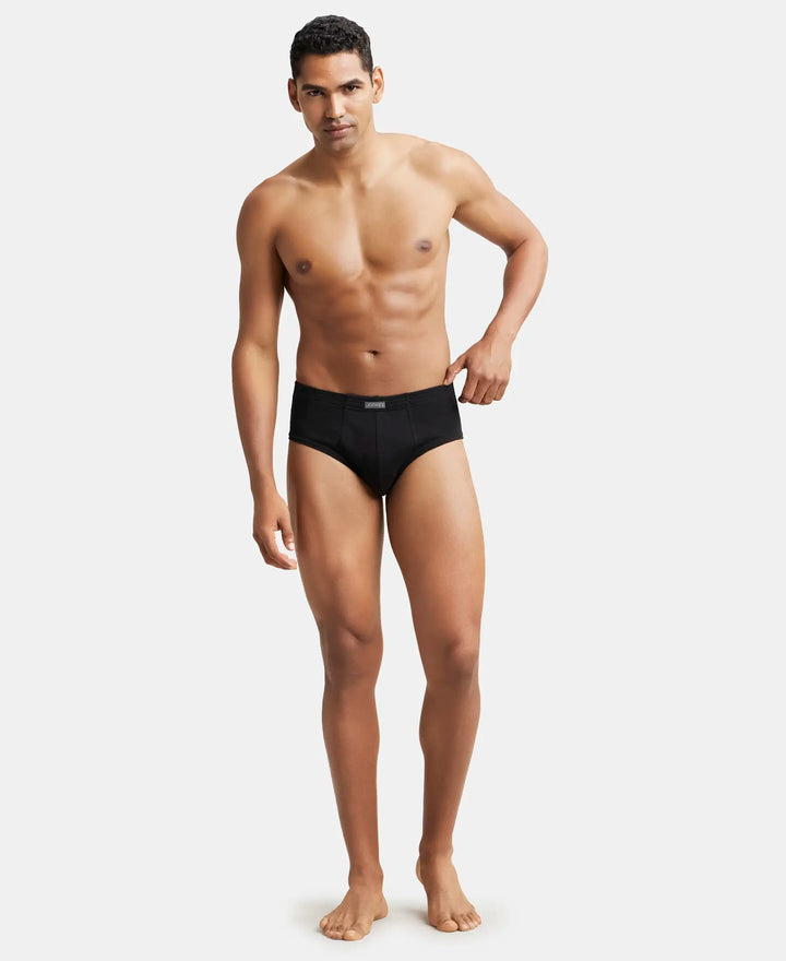 Super Combed Cotton Rib Solid Brief with StayFresh Treatment - Black-4