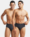 Super Combed Cotton Rib Solid Brief with StayFresh Treatment - Black Melange-1