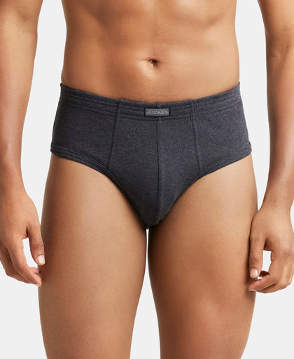 Super Combed Cotton Rib Solid Brief with StayFresh Treatment - Black Melange-2