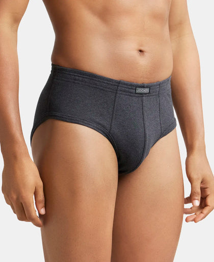 Super Combed Cotton Rib Solid Brief with StayFresh Treatment - Black Melange-3
