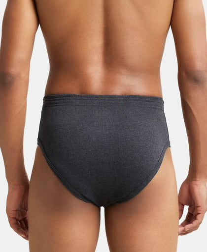 Super Combed Cotton Rib Solid Brief with StayFresh Treatment - Black Melange-4