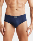 Super Combed Cotton Rib Solid Brief with StayFresh Treatment - Deep Navy-1
