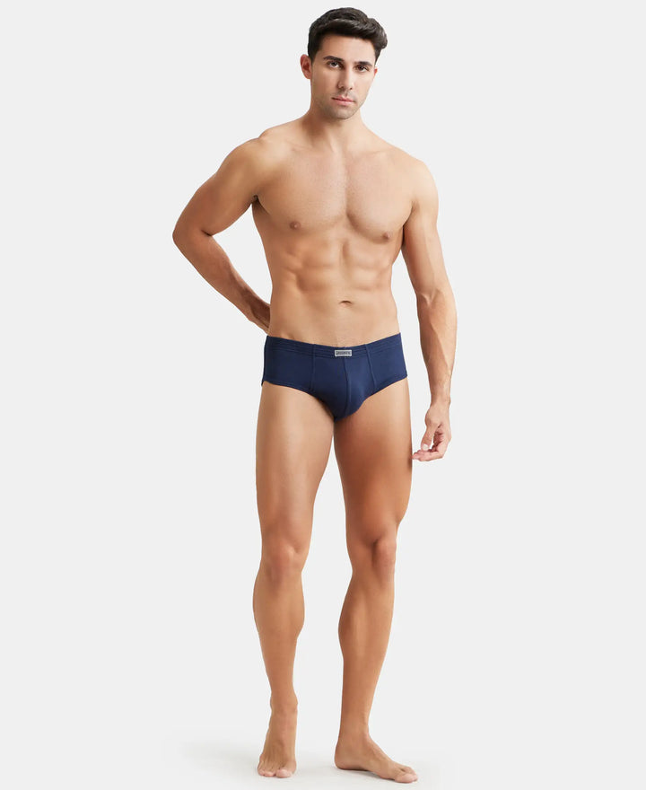 Super Combed Cotton Rib Solid Brief with StayFresh Treatment - Deep Navy-4