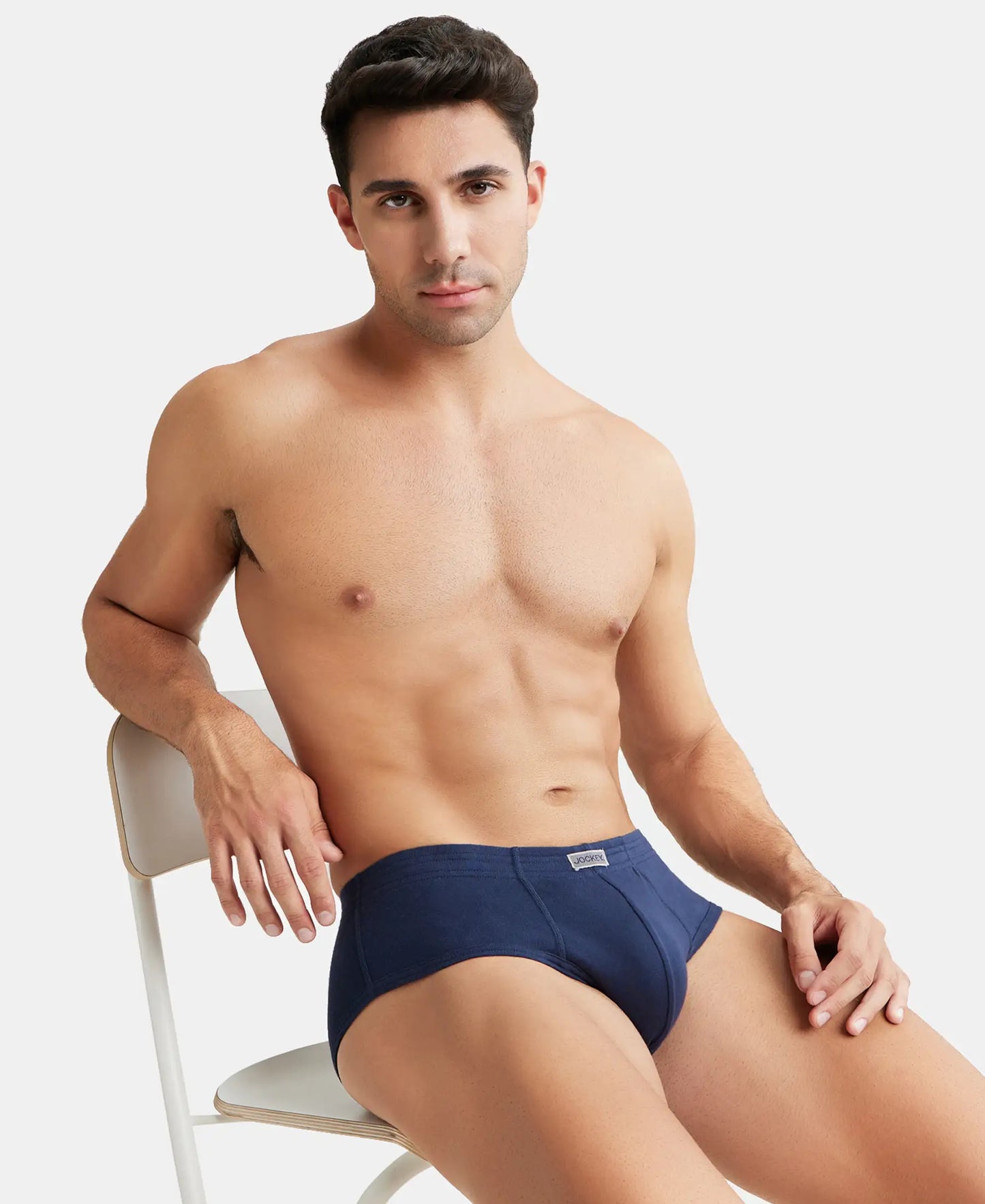 Super Combed Cotton Rib Solid Brief with StayFresh Treatment - Deep Navy-5