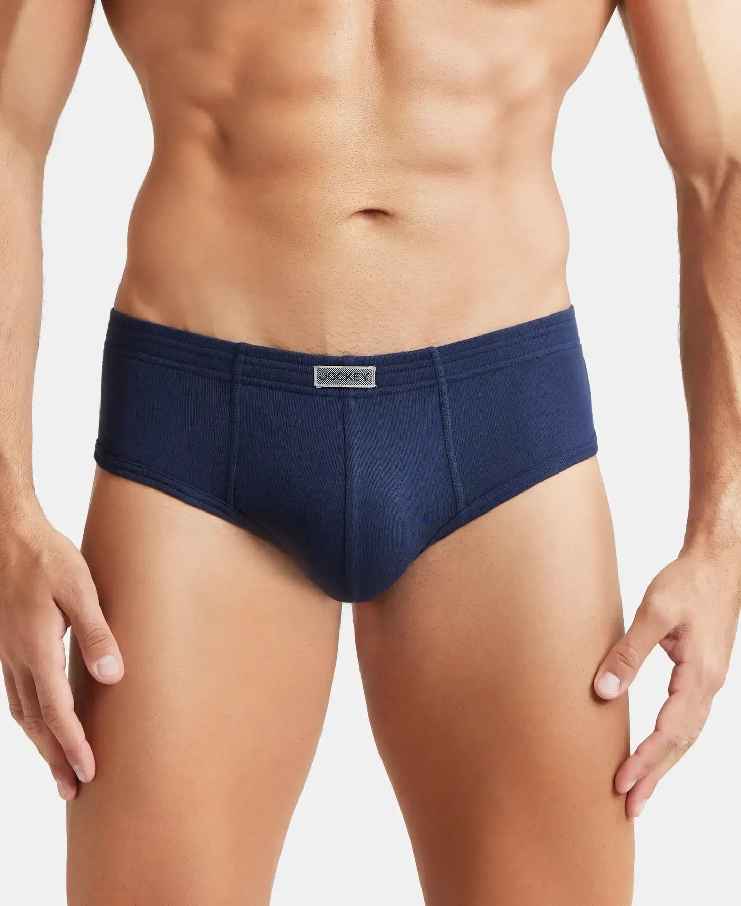 Super Combed Cotton Rib Solid Brief with StayFresh Treatment - Deep Navy-2