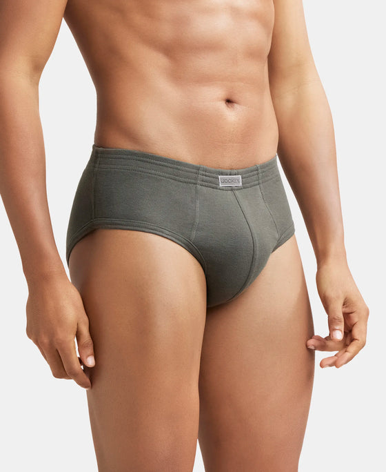 Super Combed Cotton Rib Solid Brief with StayFresh Treatment - Deep Olive-2