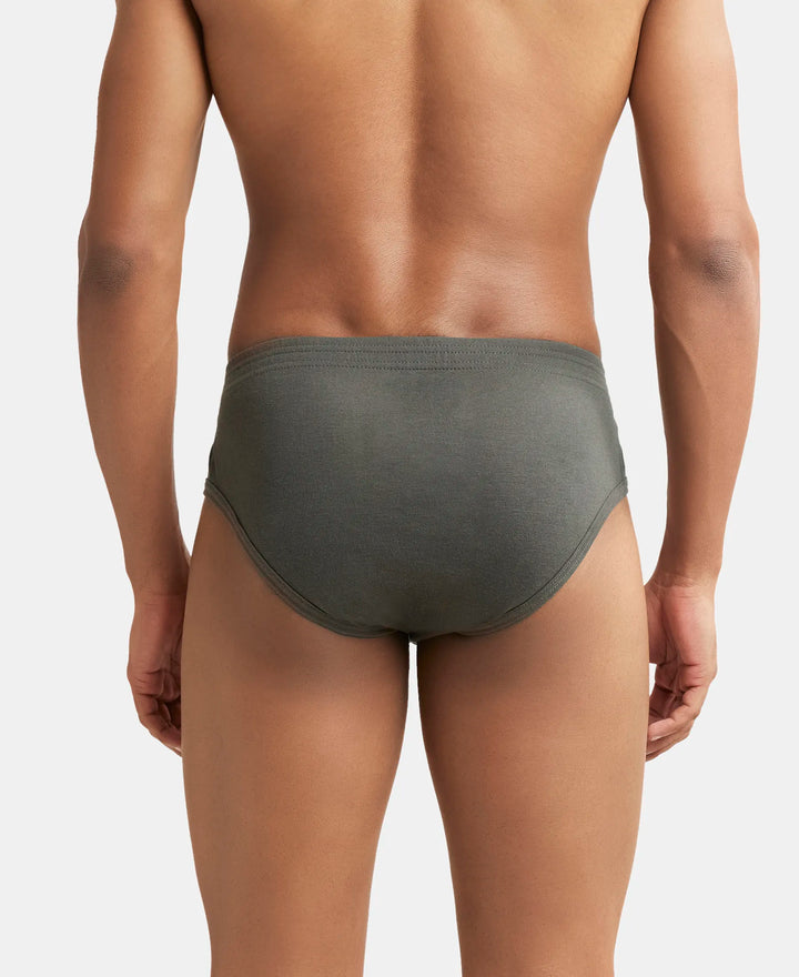 Super Combed Cotton Rib Solid Brief with StayFresh Treatment - Deep Olive-3