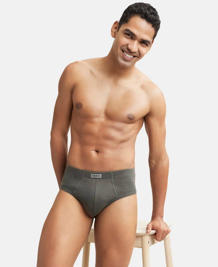 Super Combed Cotton Rib Solid Brief with StayFresh Treatment - Deep Olive-5