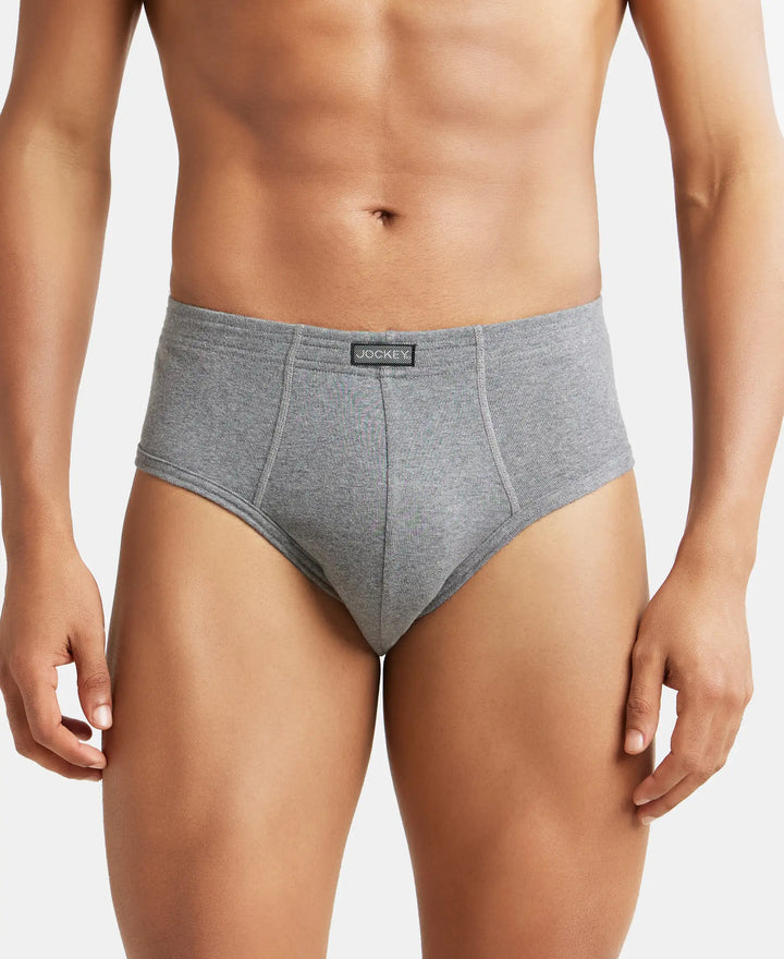 Super Combed Cotton Rib Solid Brief with StayFresh Treatment - Mid Grey Melange-1