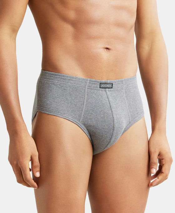 Super Combed Cotton Rib Solid Brief with StayFresh Treatment - Mid Grey Melange-2