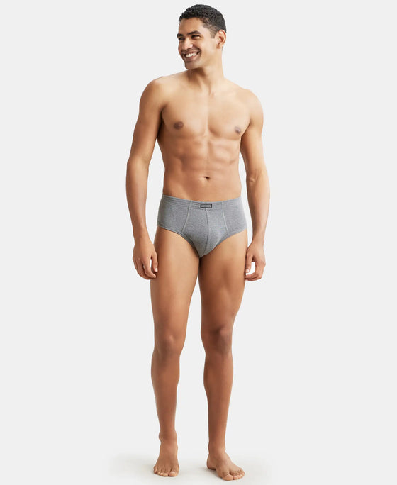 Super Combed Cotton Rib Solid Brief with StayFresh Treatment - Mid Grey Melange-4