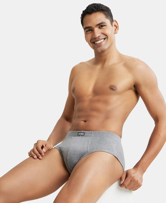 Super Combed Cotton Rib Solid Brief with StayFresh Treatment - Mid Grey Melange-5