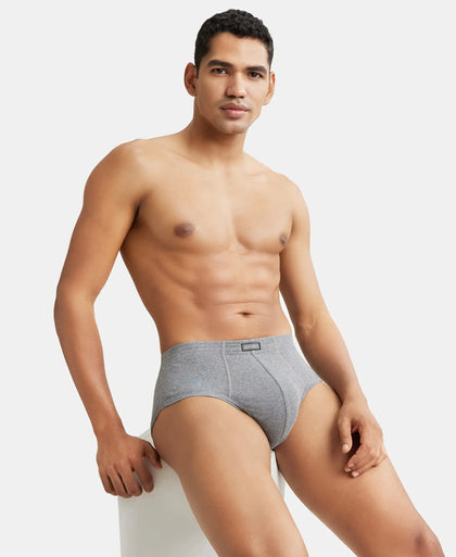 Super Combed Cotton Rib Solid Brief with StayFresh Treatment - Mid Grey Melange-6