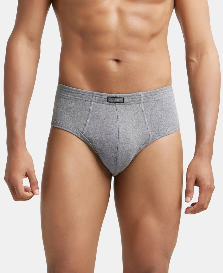 Super Combed Cotton Rib Solid Brief with StayFresh Treatment - Mid Grey Melange-2