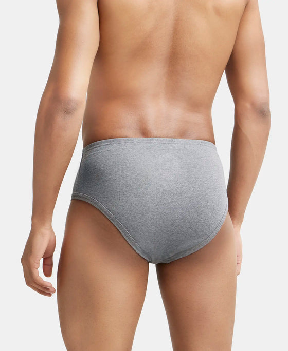 Super Combed Cotton Rib Solid Brief with StayFresh Treatment - Mid Grey Melange-4