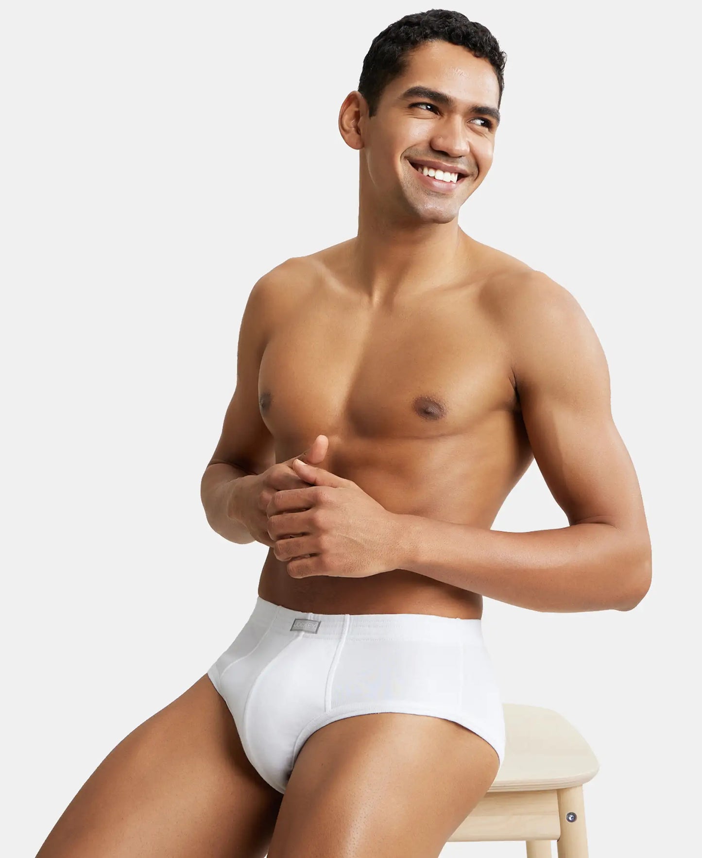 Super Combed Cotton Rib Solid Brief with StayFresh Treatment - White-6
