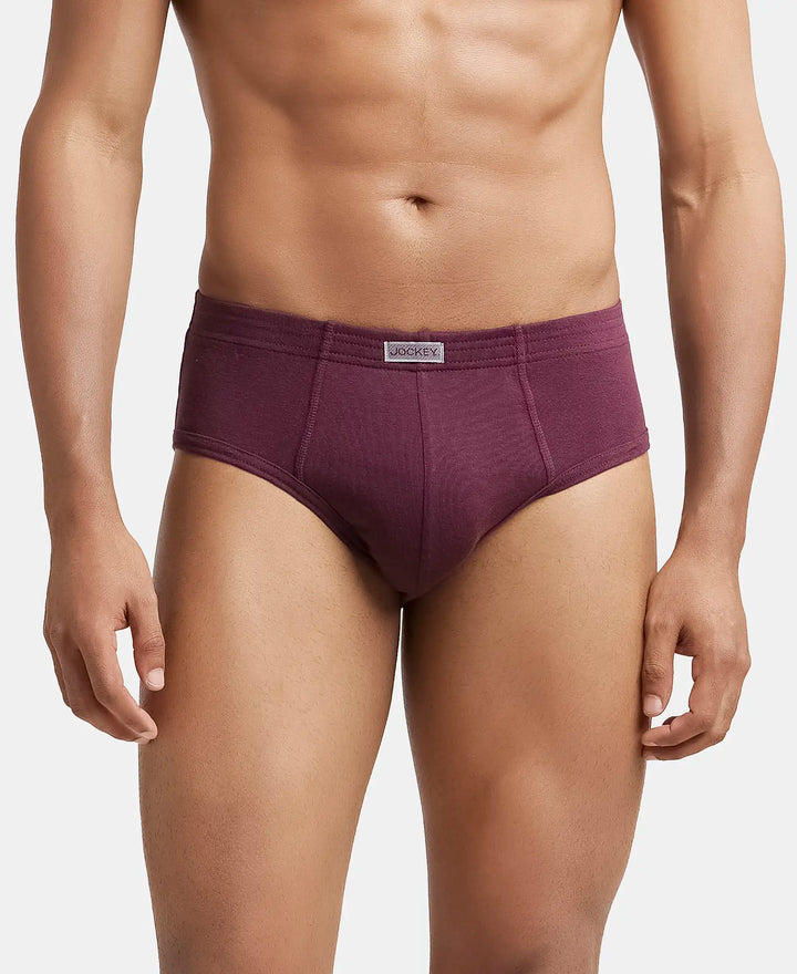 Super Combed Cotton Rib Solid Brief with StayFresh Treatment - Wine Tasting-2
