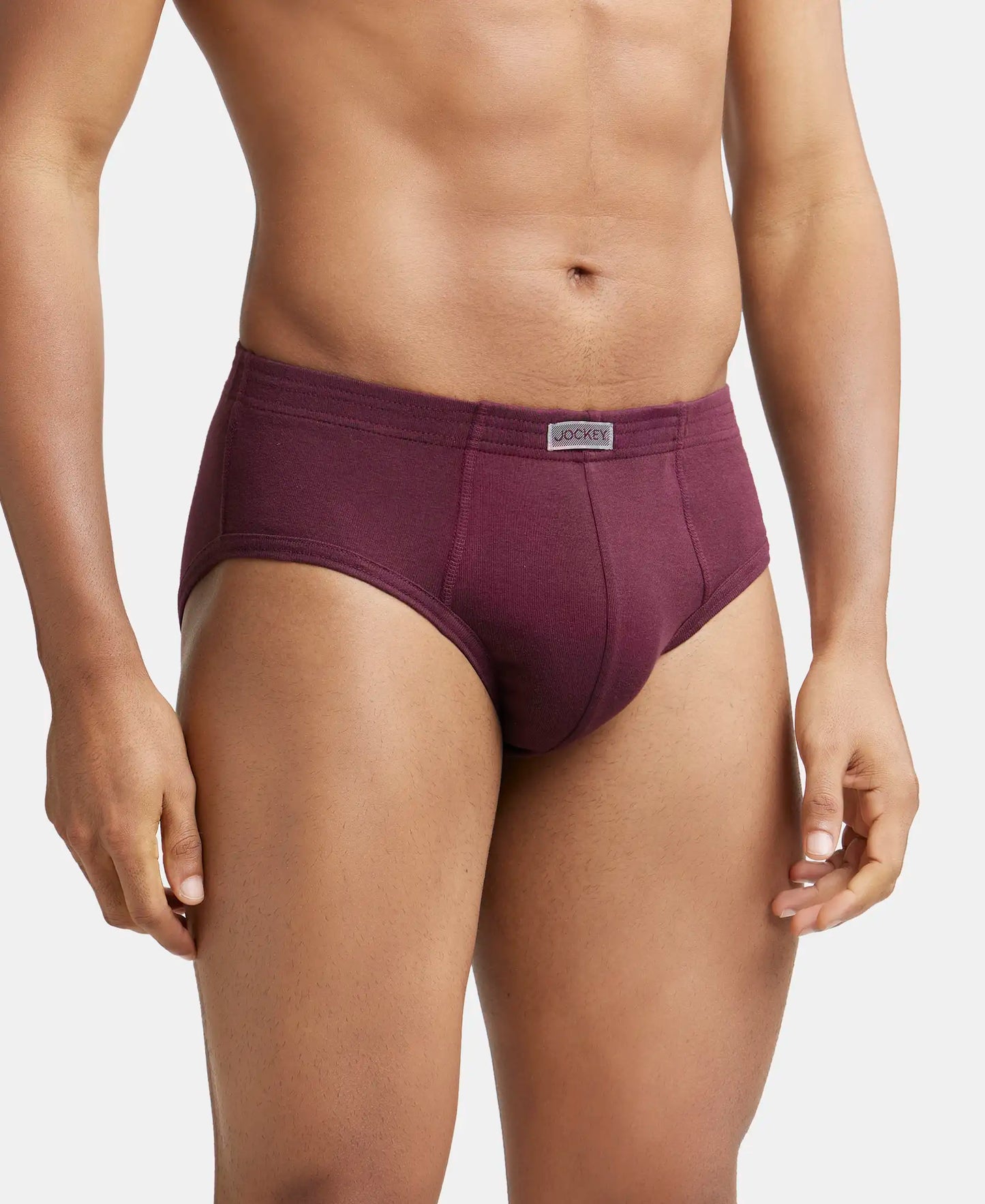 Super Combed Cotton Rib Solid Brief with StayFresh Treatment - Wine Tasting-3