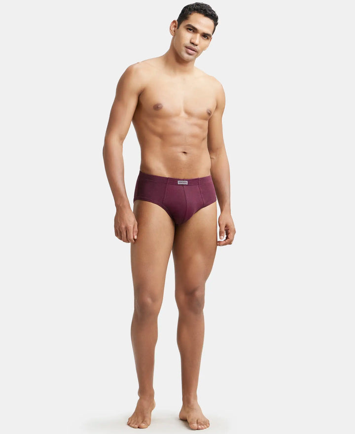 Super Combed Cotton Rib Solid Brief with StayFresh Treatment - Wine Tasting-5