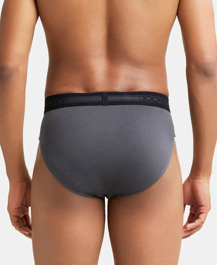 Super Combed Cotton Solid Brief with Stay Fresh Treatment - Ashphalt-4