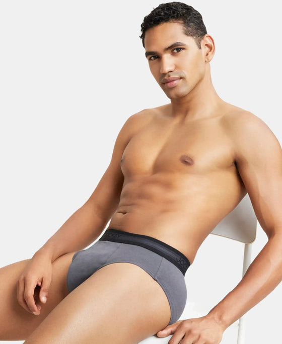 Super Combed Cotton Solid Brief with Stay Fresh Treatment - Ashphalt-6