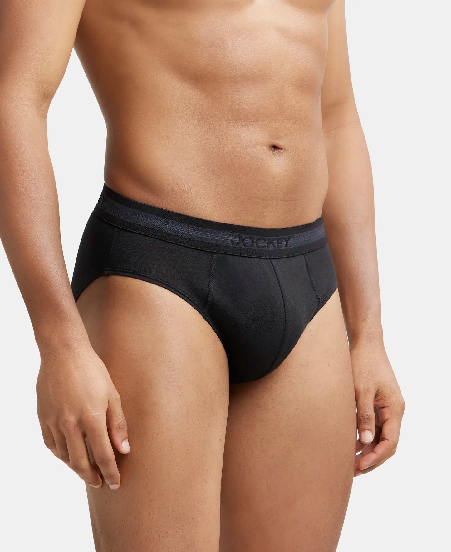 Super Combed Cotton Solid Brief with Stay Fresh Treatment - Black-2