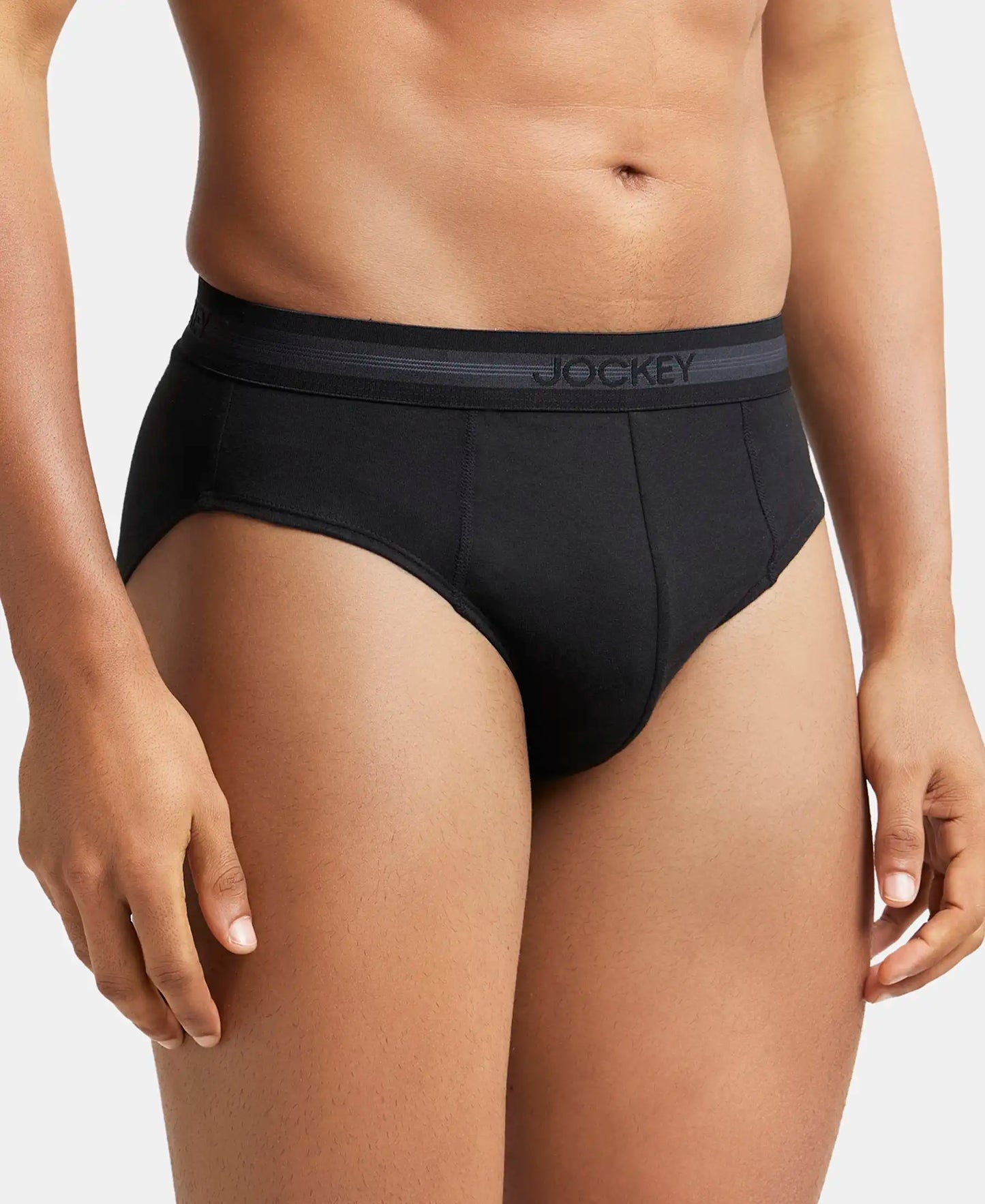 Super Combed Cotton Solid Brief with Stay Fresh Treatment - Black-3