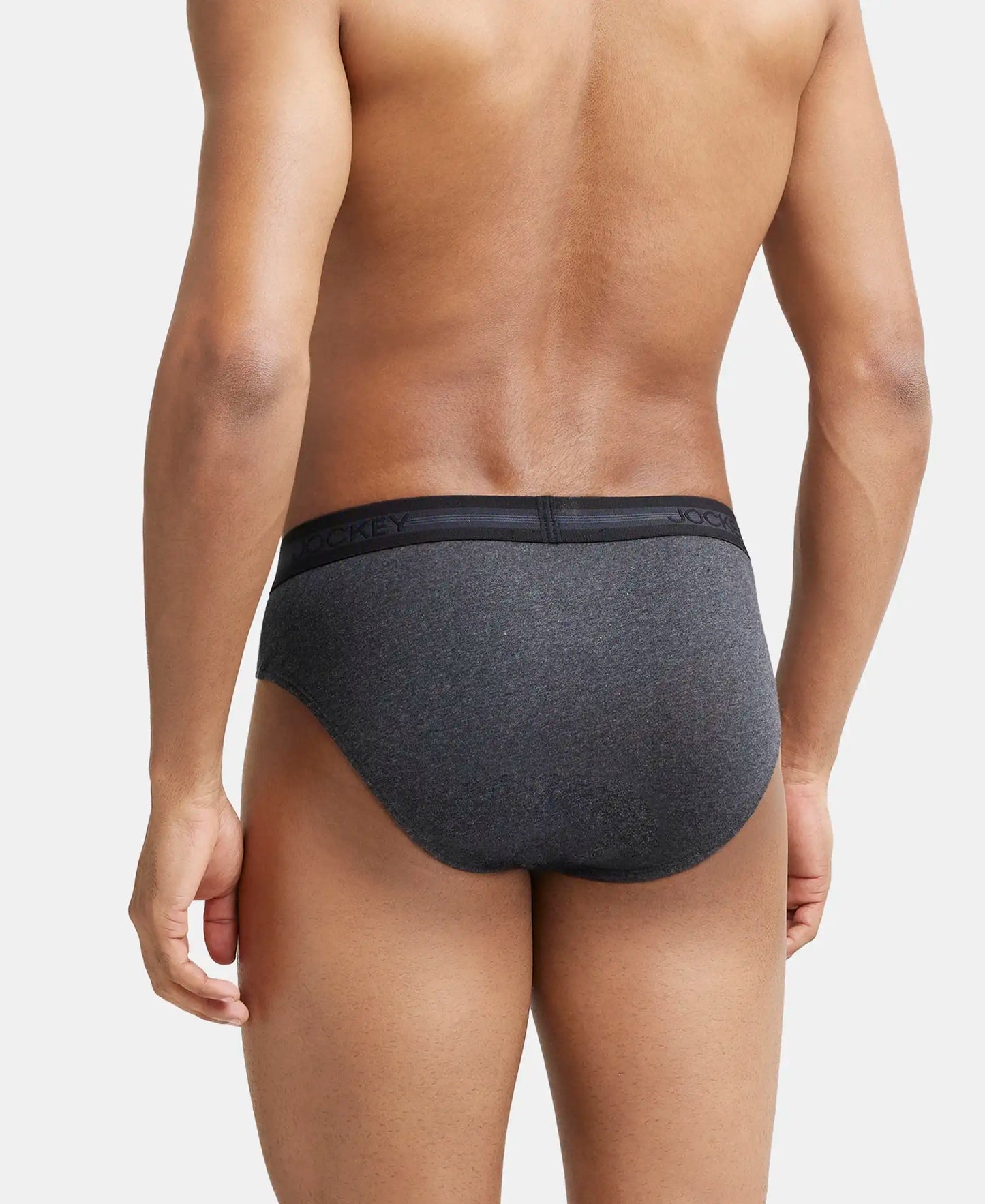 Super Combed Cotton Solid Brief with Stay Fresh Treatment - Black Melange-3