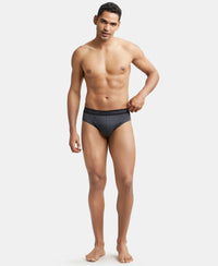 Super Combed Cotton Solid Brief with Stay Fresh Treatment - Black Melange-4