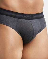 Super Combed Cotton Solid Brief with Stay Fresh Treatment - Black Melange-6