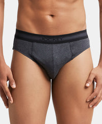 Super Combed Cotton Solid Brief with Stay Fresh Treatment - Black Melange-2