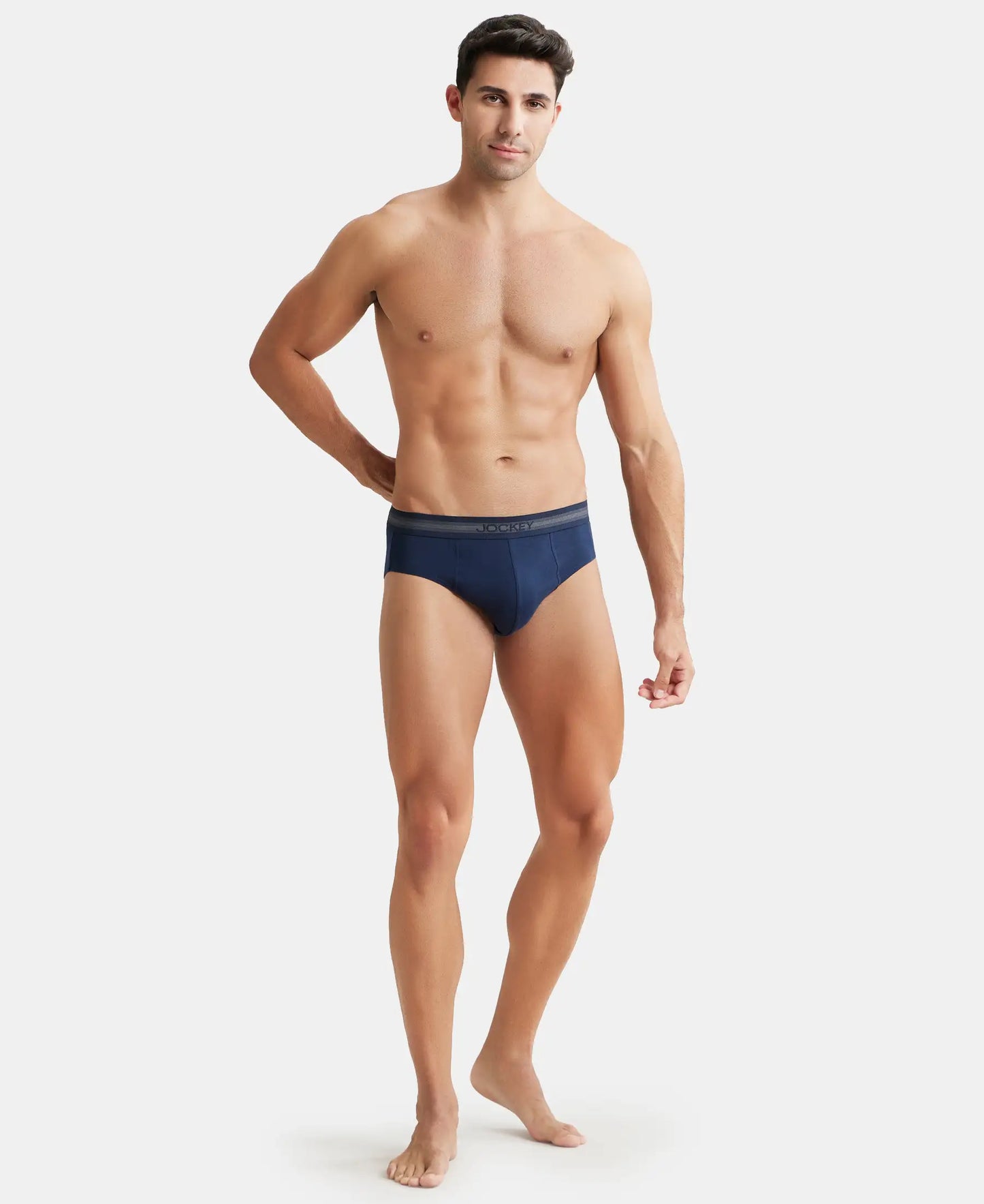 Super Combed Cotton Solid Brief with Stay Fresh Treatment - Deep Navy-4