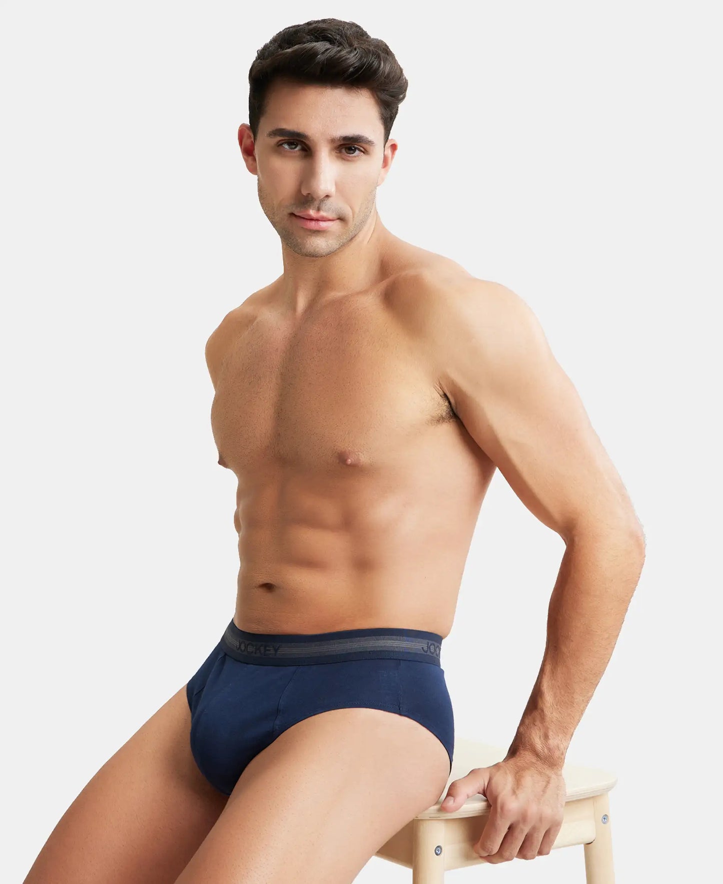 Super Combed Cotton Solid Brief with Stay Fresh Treatment - Deep Navy-6