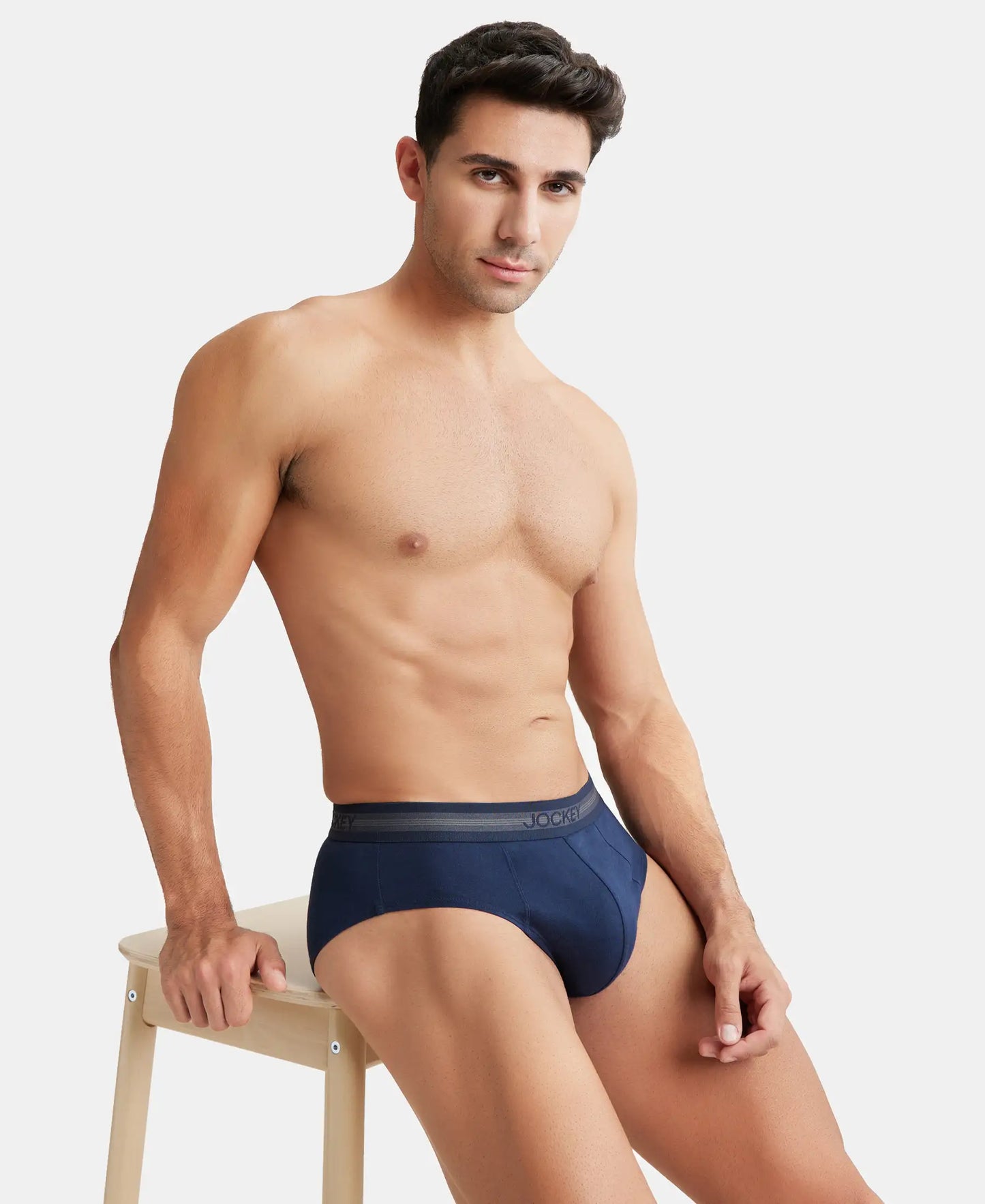 Super Combed Cotton Solid Brief with Stay Fresh Treatment - Deep Navy-7